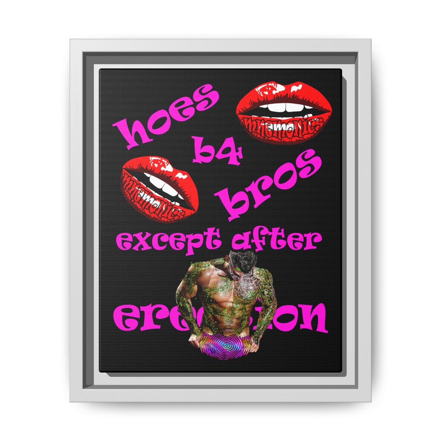 hoes b4 bros - framed canvas art (black)