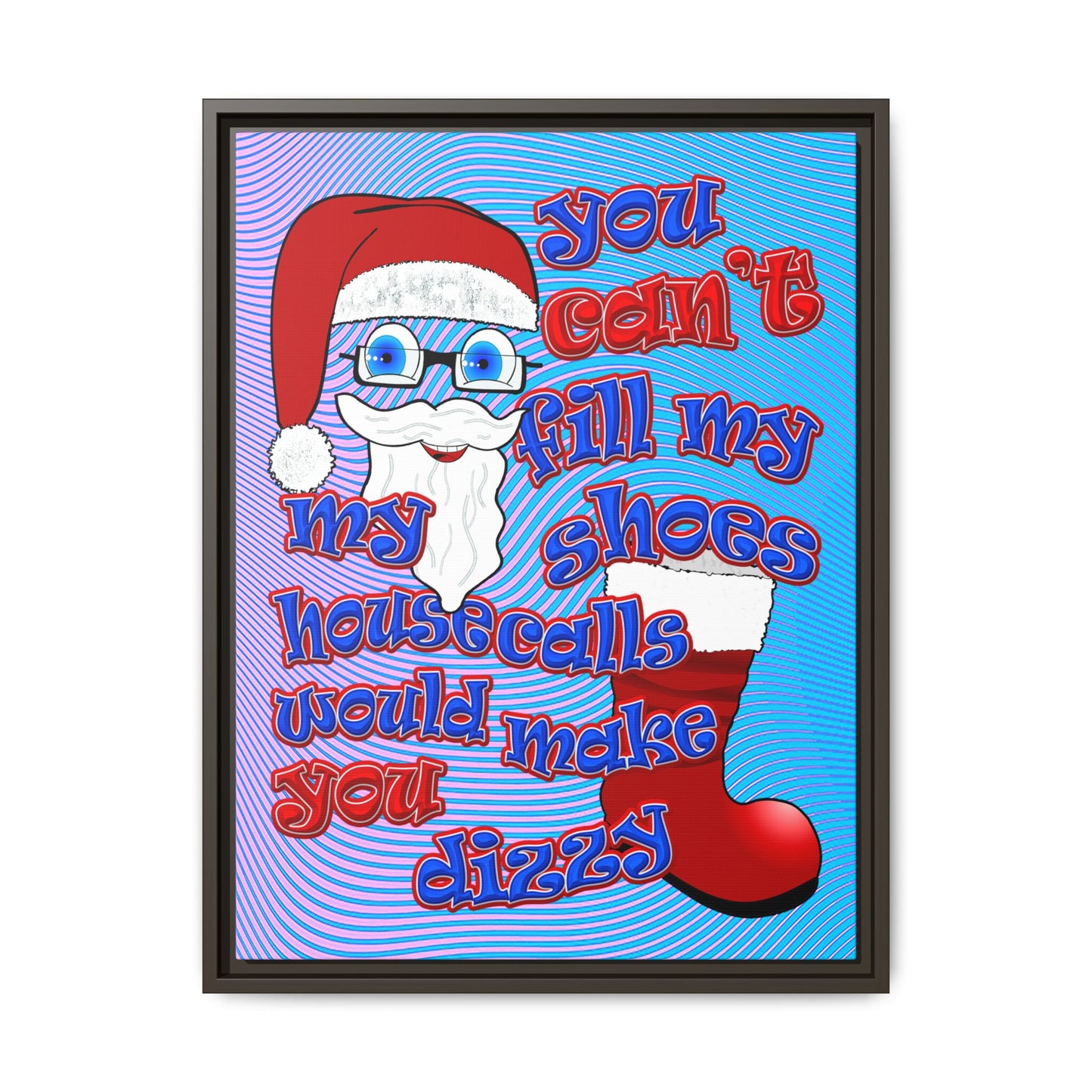 santa's shoes - framed canvas art (light blue-purple wave)