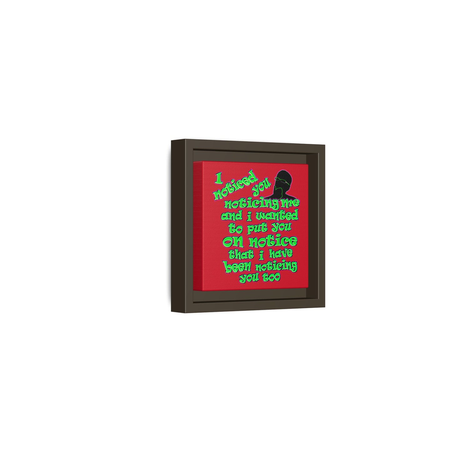 noticed you noticing - framed canvas art (dark red)