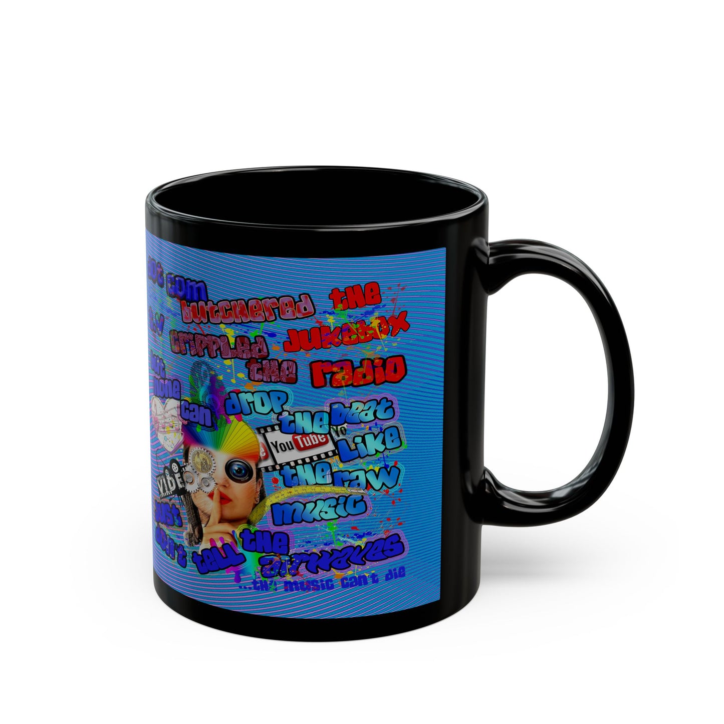 drop the beat - Black Mug (light blue-purple wave)