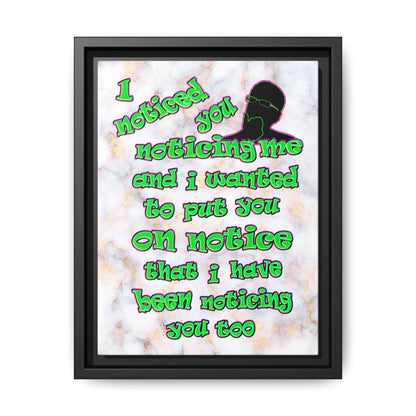 noticed you noticing - framed canvas art (white marble)