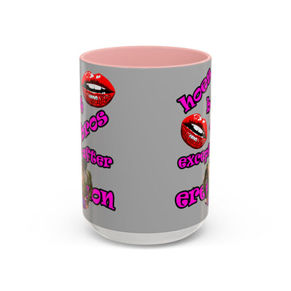 hoes b4 bros - Accent Mug (light grey)