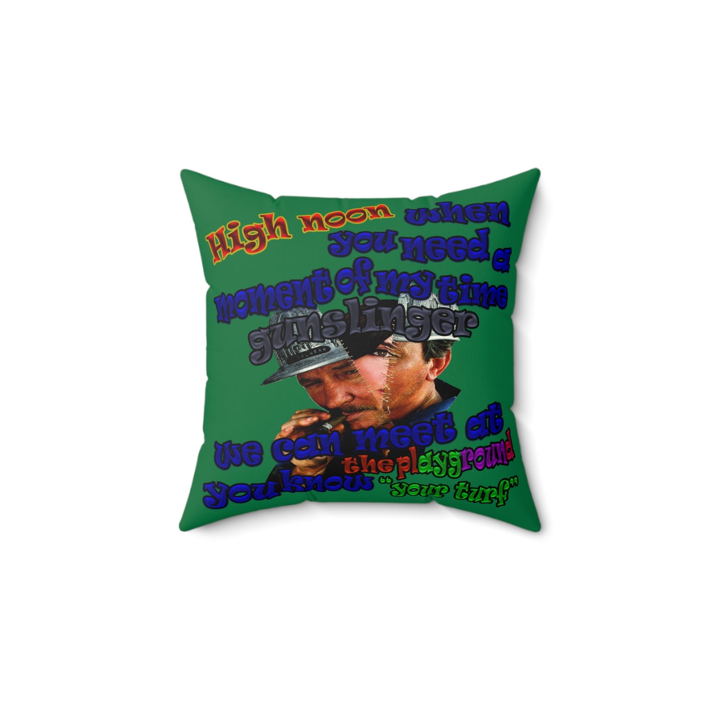 high noon - Faux Suede Square Pillow - (dark green)