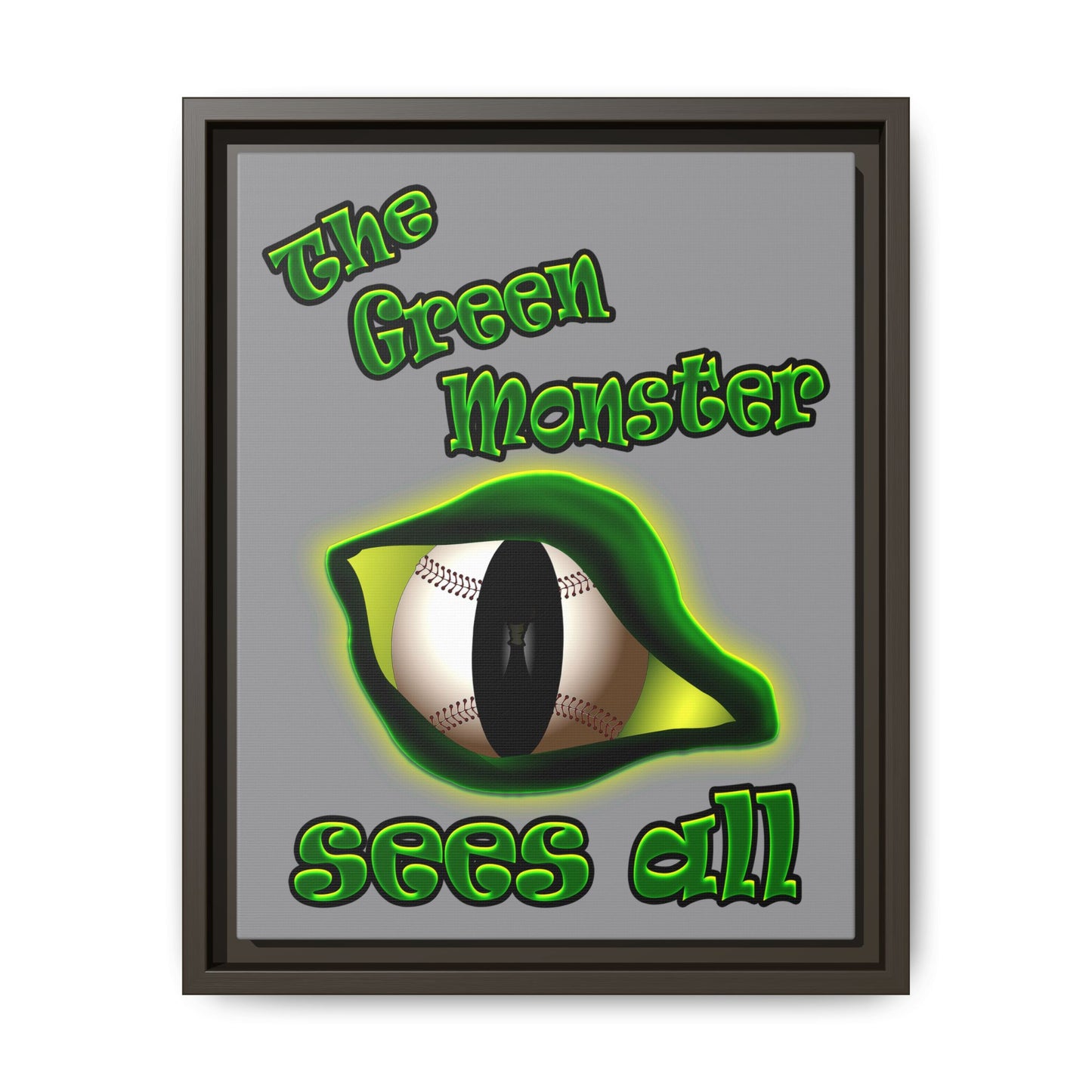 green monster - framed canvas art (grey)
