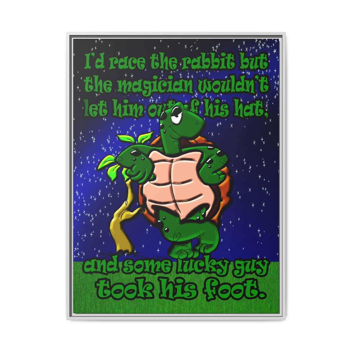 turtle race - framed canvas art ('snoops' background)