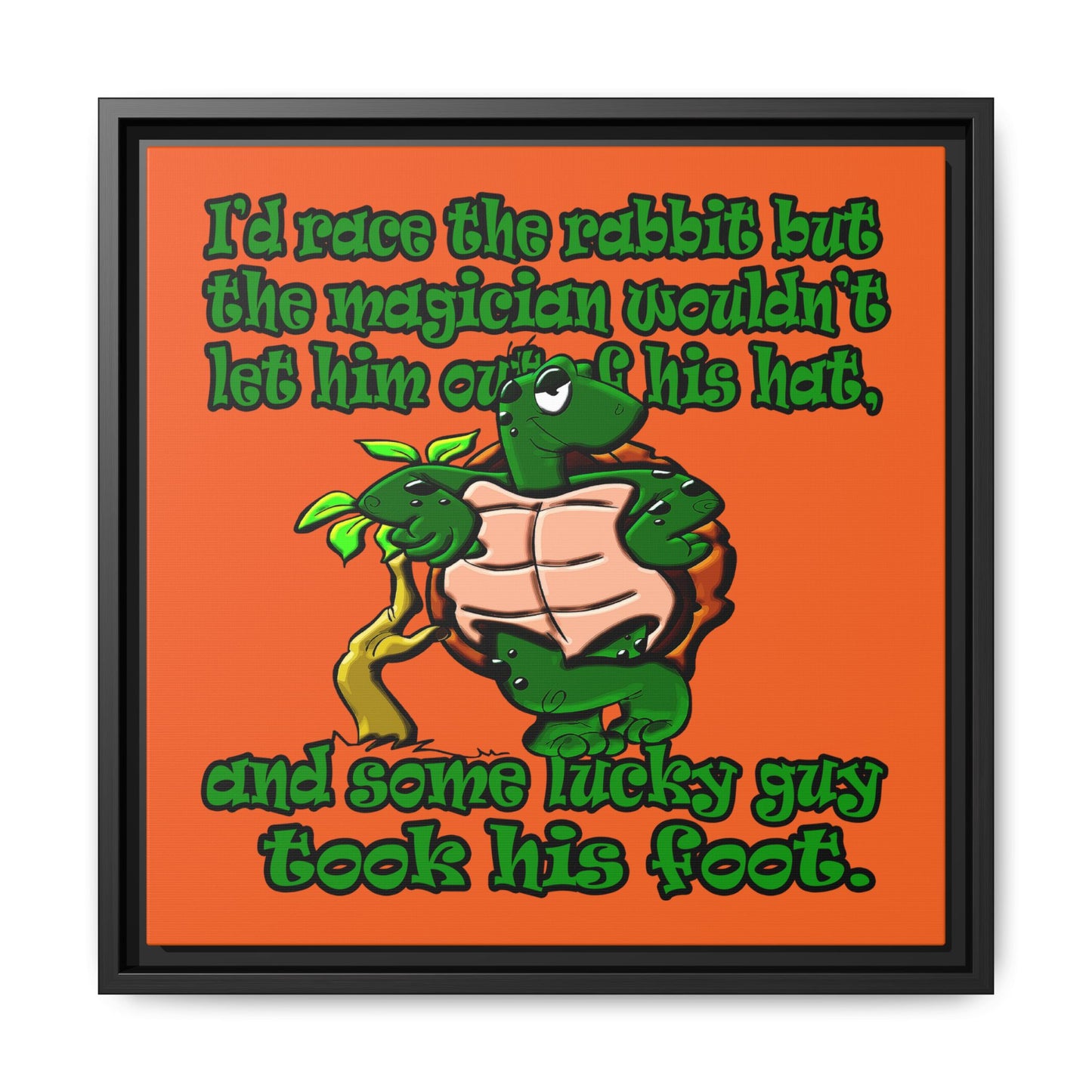 turtle race - framed canvas art (orange)