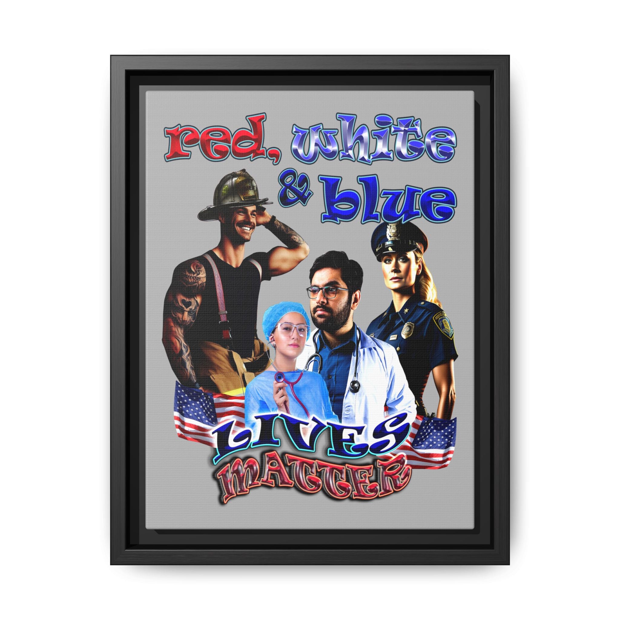 rw&b lives matter - framed canvas art (light grey)