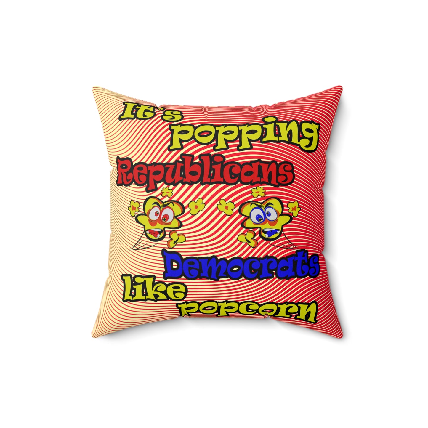 popping like popcorn - Spun Polyester Square Pillow - (yellow-orange wave)
