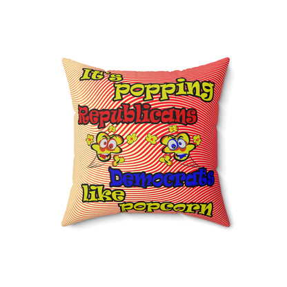 popping like popcorn - Spun Polyester Square Pillow - (yellow-orange wave)