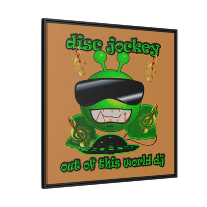 disc jockey - framed canvas art (light brown)