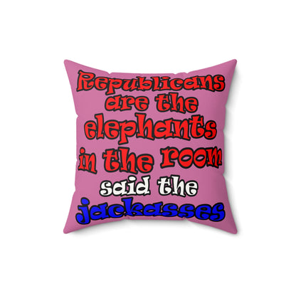 donkeys and elephants - Faux Suede Square Pillow - (light pink)