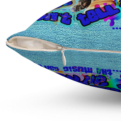 drop the beat - Spun Polyester Square Pillow - (faded blue)