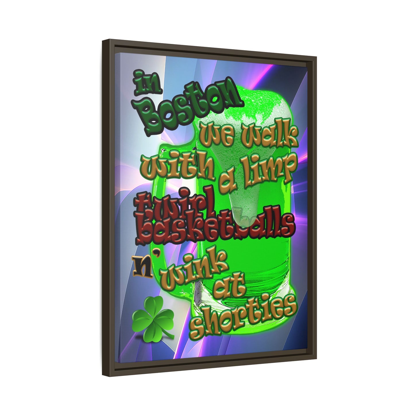 celtics logo - framed canvas art (grey-pink wave)