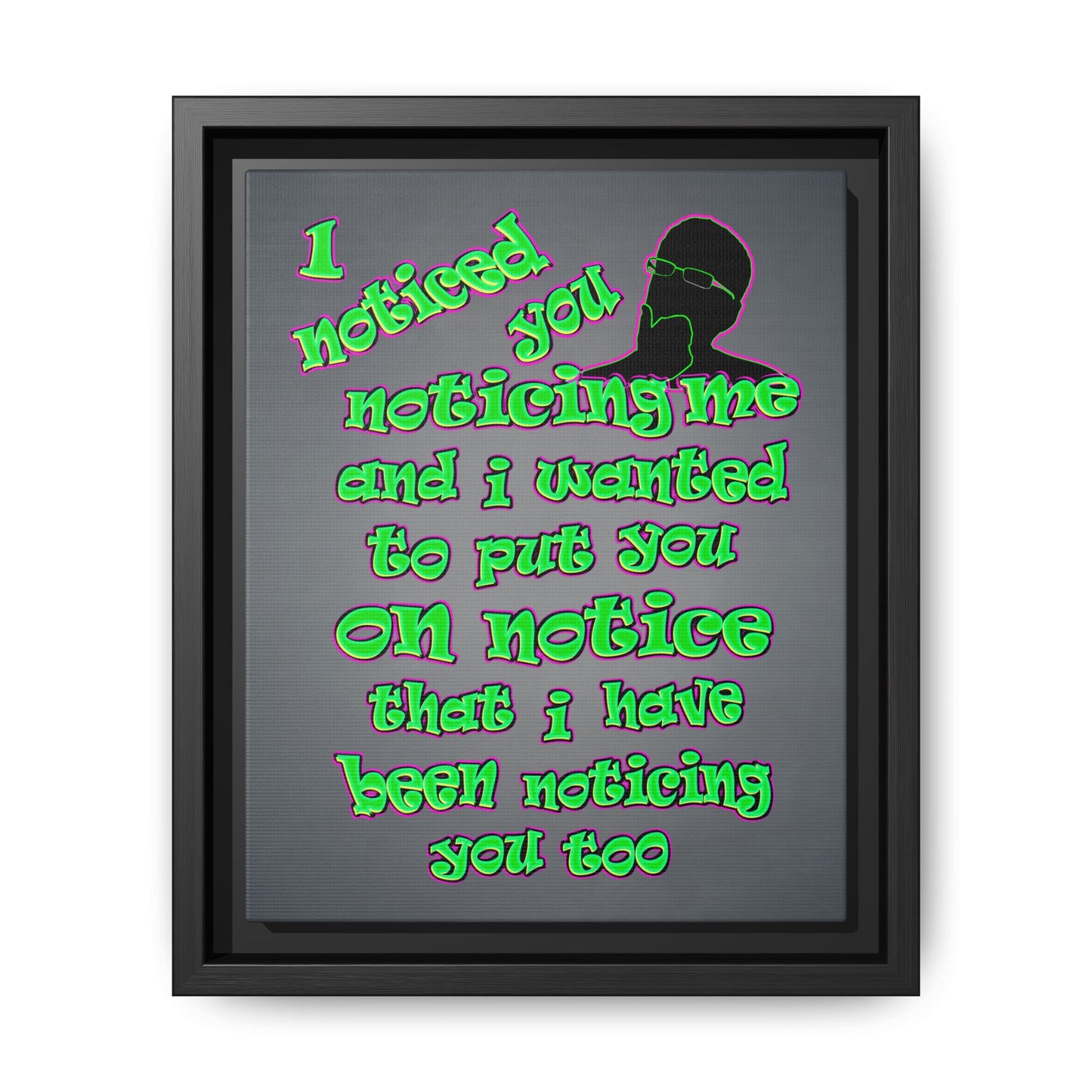 noticed you noticing - framed canvas art (grey-light grey)
