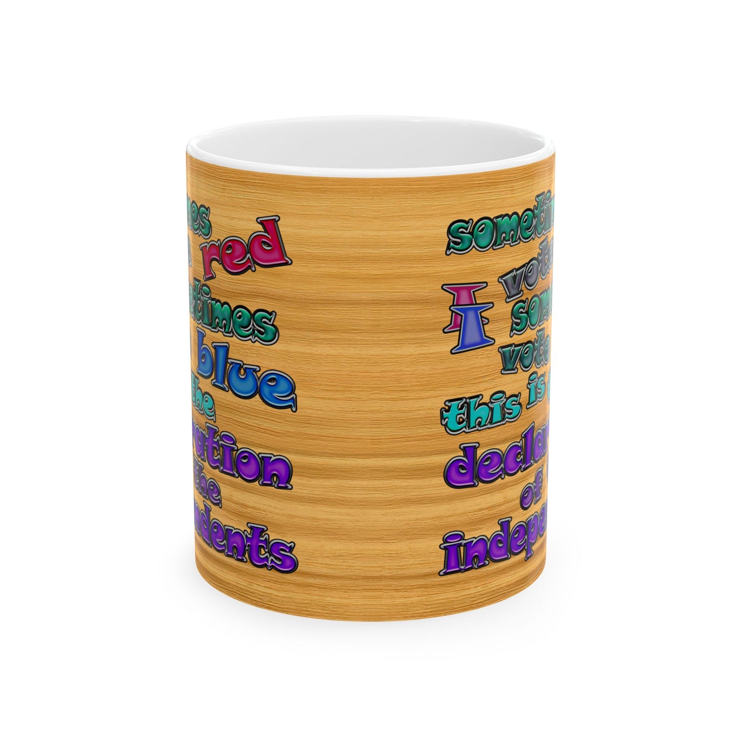 declaration of the independents - White Mug (butterscotch wood finish)