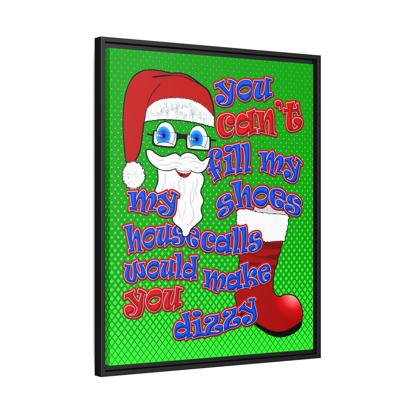 santa's shoes - framed canvas art (logo green)