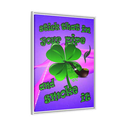 stick that in your pipe and smoke it - framed canvas art (purple-pink wave)