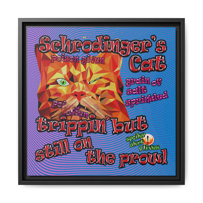 schrodinger's cat - framed canvas art (light blue-purple wave)