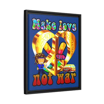 love peace - framed canvas art (dark blue)