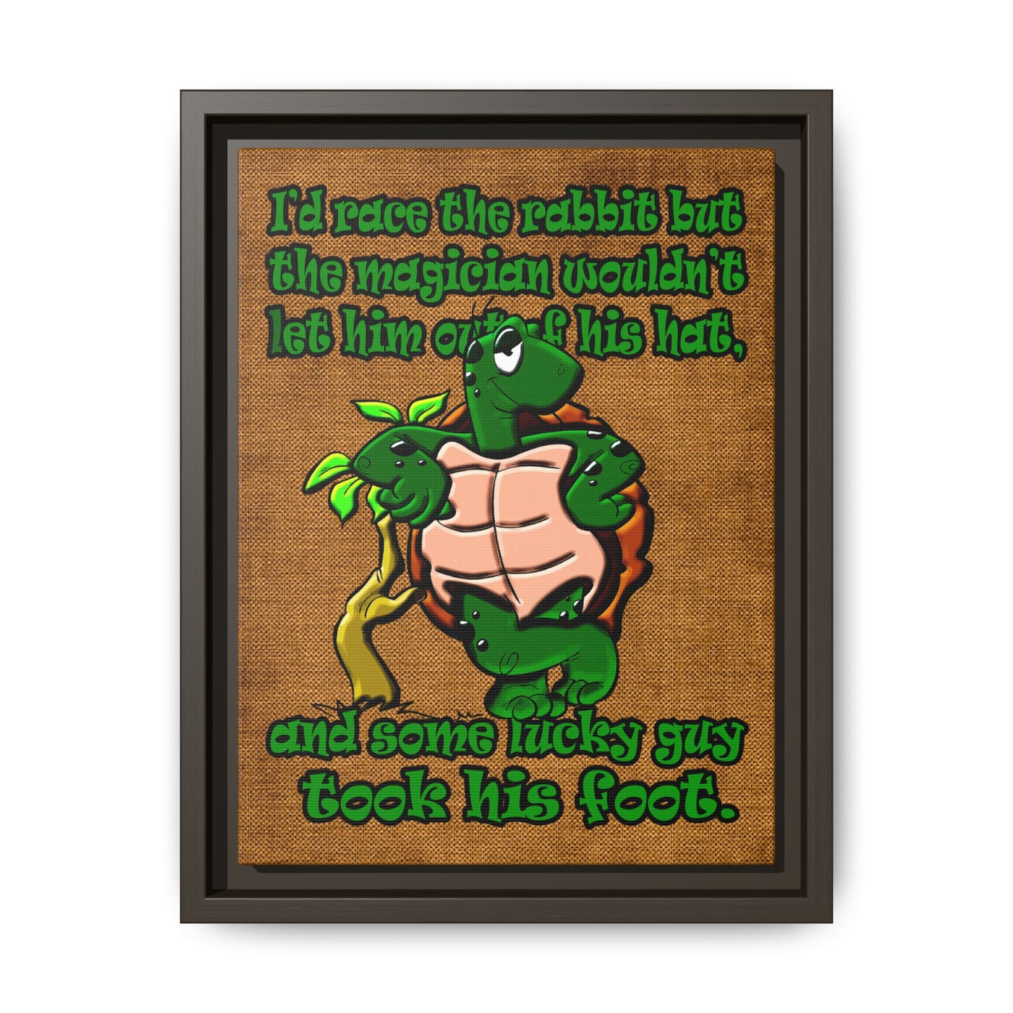 turtle race - framed canvas art (brown papyrus)