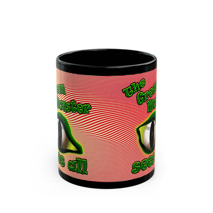 green monster - Black Mug (yellow-orange wave)