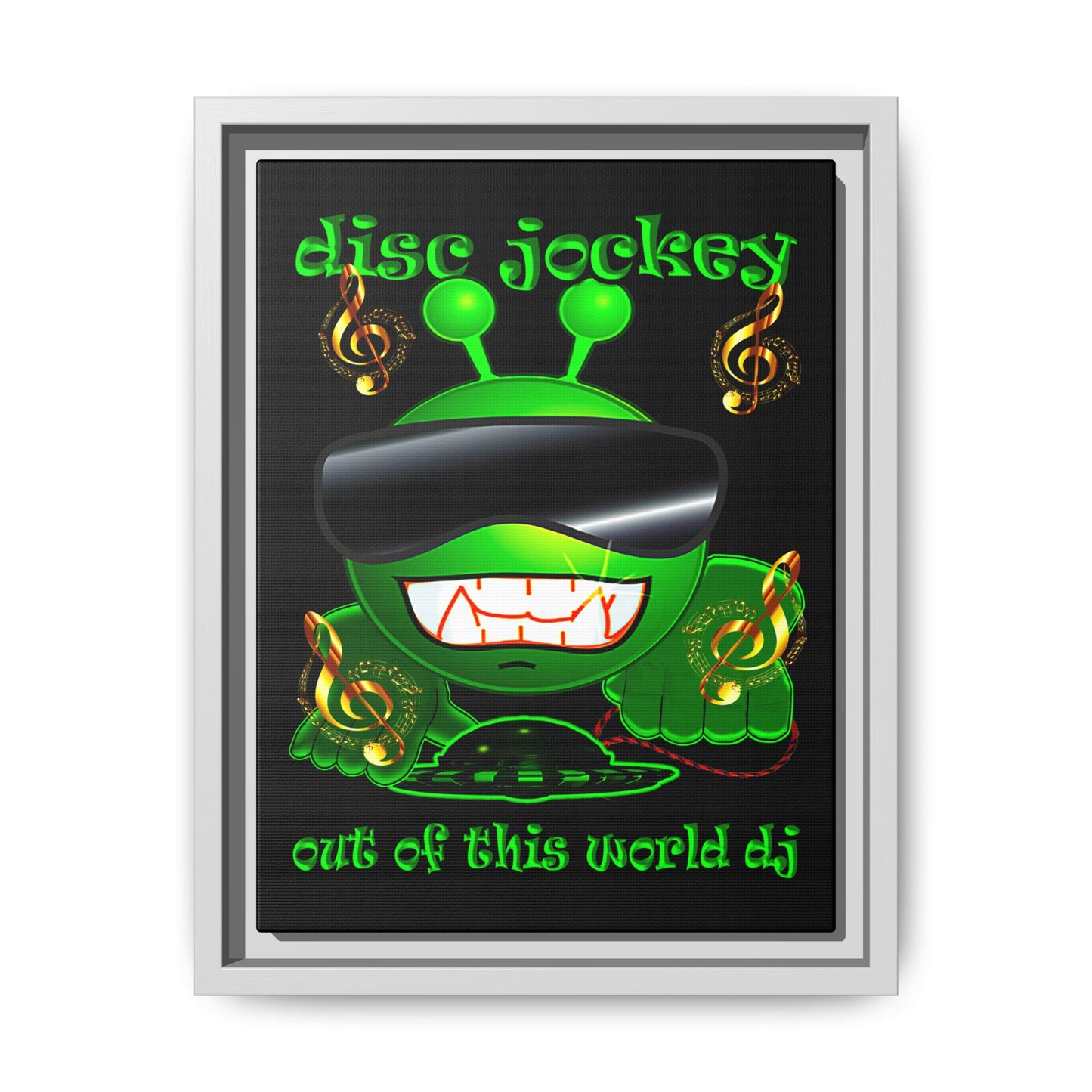 disc jockey - framed canvas art (black)