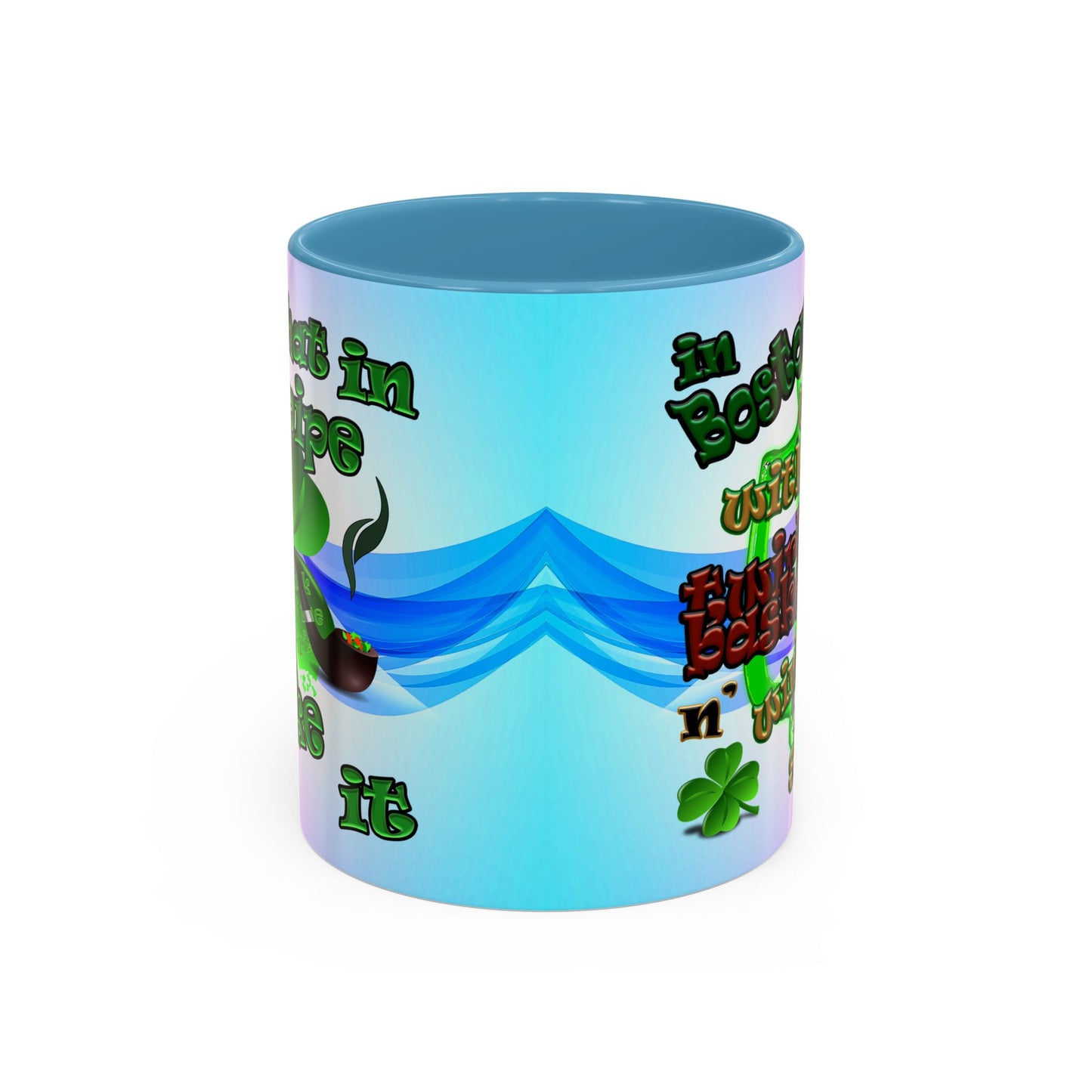 celtics logo - Accent Mug (light blue-pink wave)