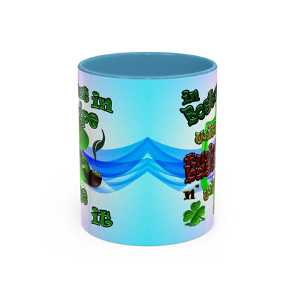 celtics logo - Accent Mug (light blue-pink wave)