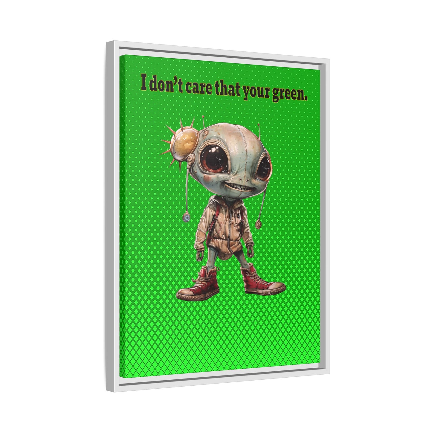 I don't care that your green - framed canvas art (logo green)
