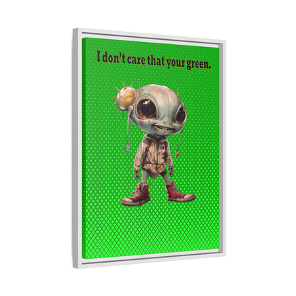 I don't care that your green - framed canvas art (logo green)