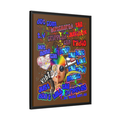 drop the beat - framed canvas art (brown)