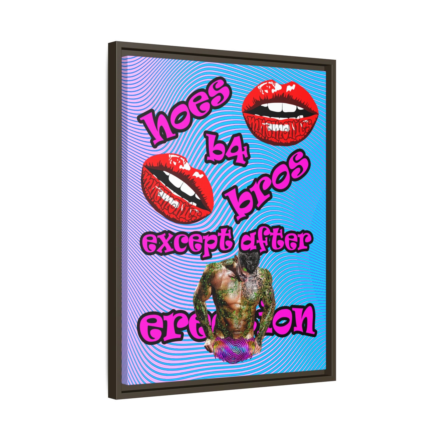 hoes b4 bros - framed canvas art (light blue-purple wave)