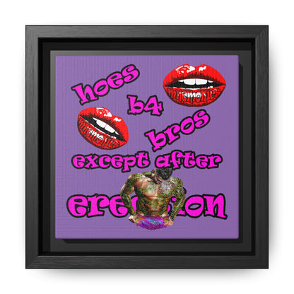 hoes b4 bros - framed canvas art (light purple)