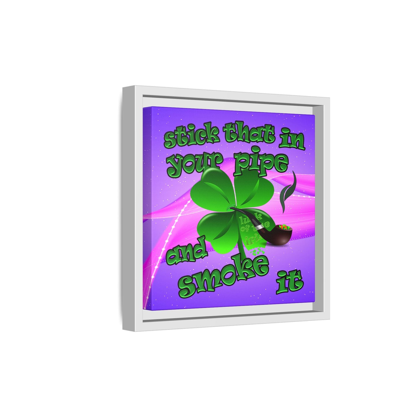 stick that in your pipe and smoke it - framed canvas art (purple-pink wave)
