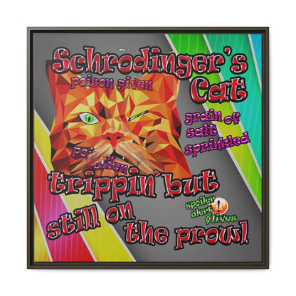 schrodinger's cat - framed canvas art (rainbow split)
