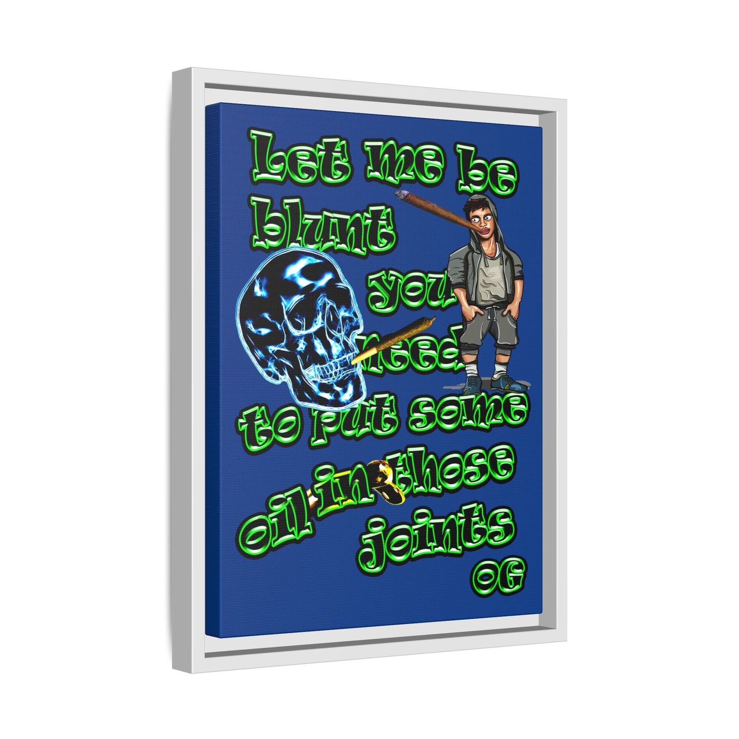 og - framed canvas art (dark blue)