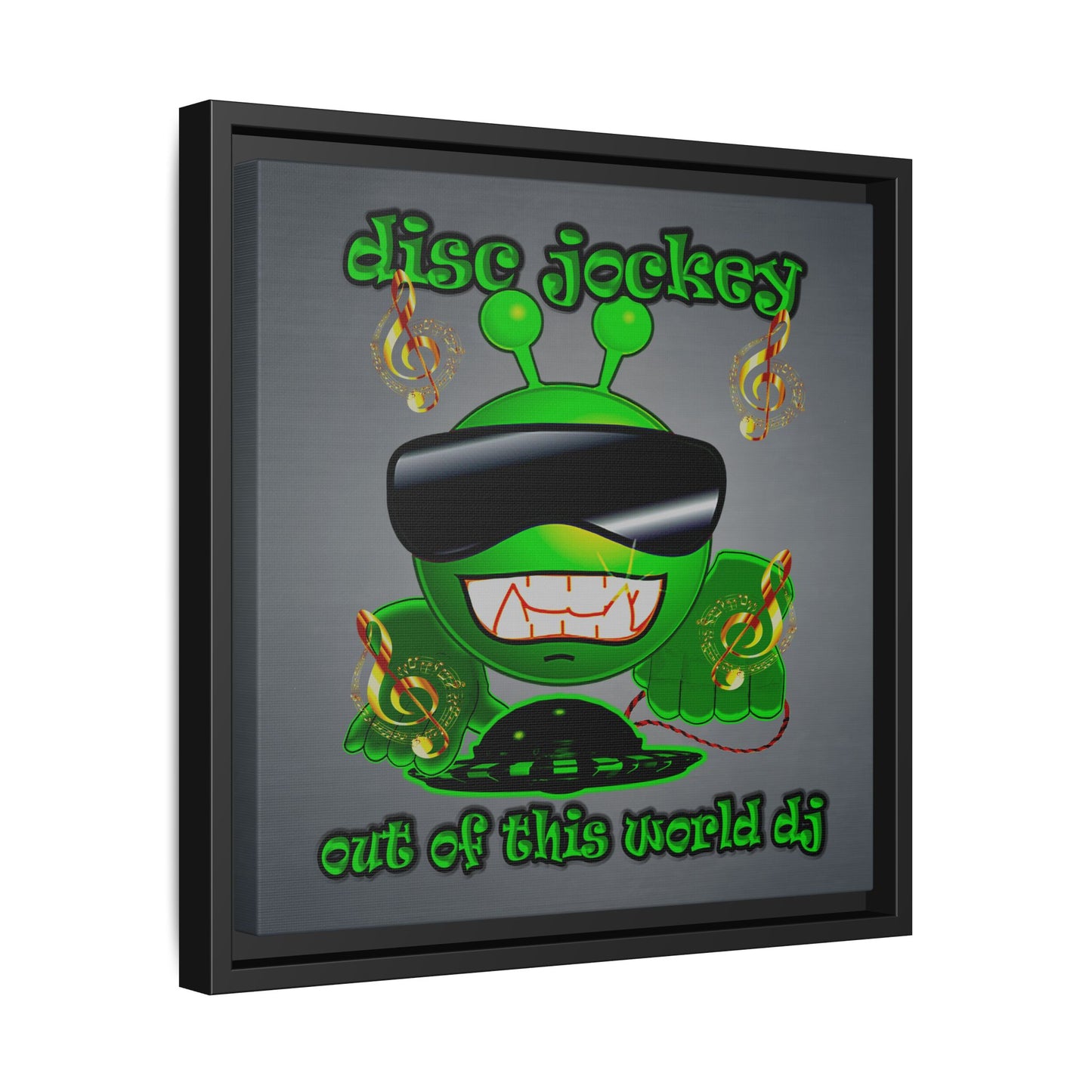 disc jockey - framed canvas art (grey-light grey)