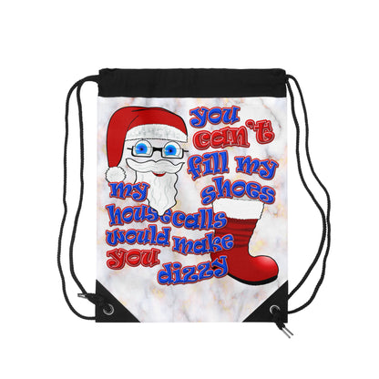 santa's shoes - Drawstring Bag (white marble)