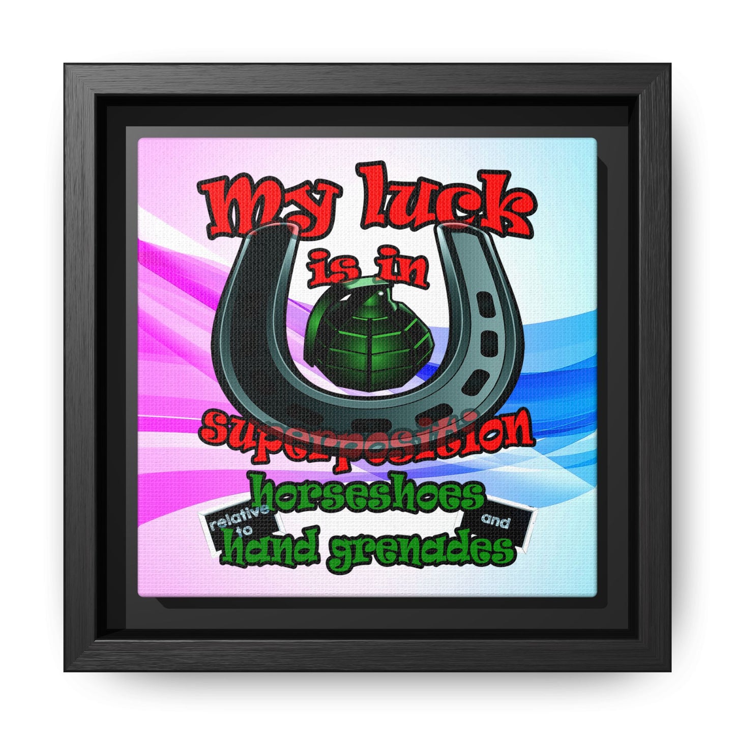 my luck - framed canvas art (light blue-pink wave)