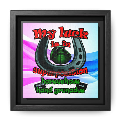 my luck - framed canvas art (light blue-pink wave)