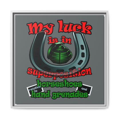 my luck - framed canvas art (dark grey)