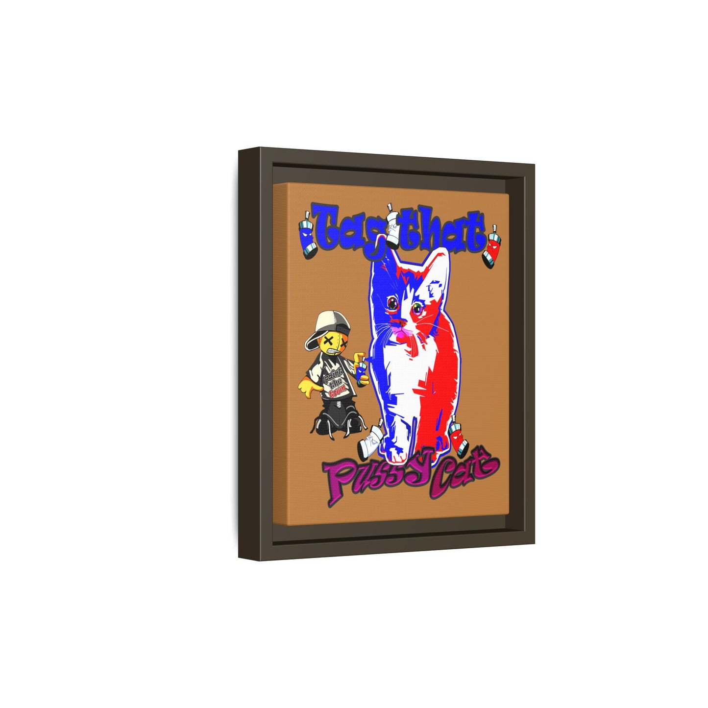 tag that - framed canvas art (light brown)