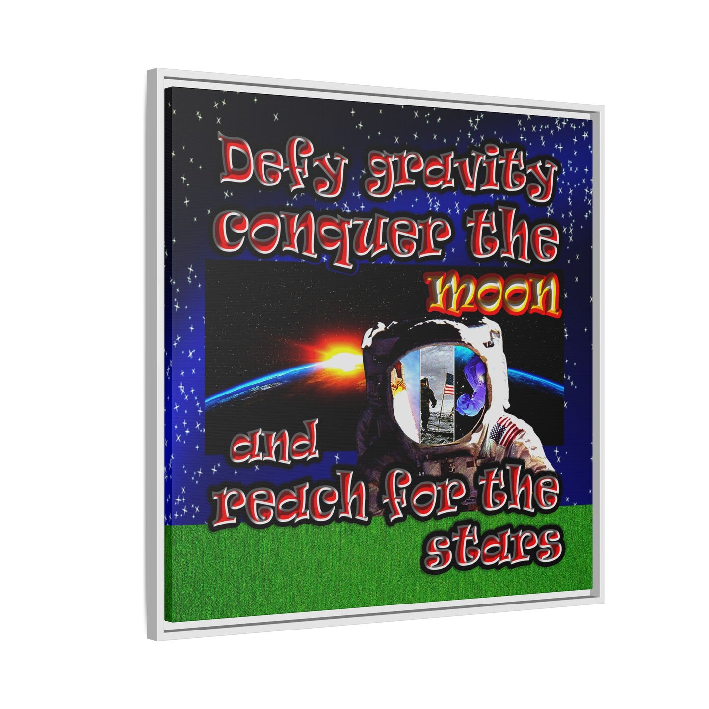 defy conquer reach - framed canvas art ('snoops' background)