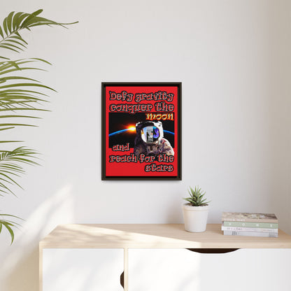 defy conquer reach - framed canvas art (red)