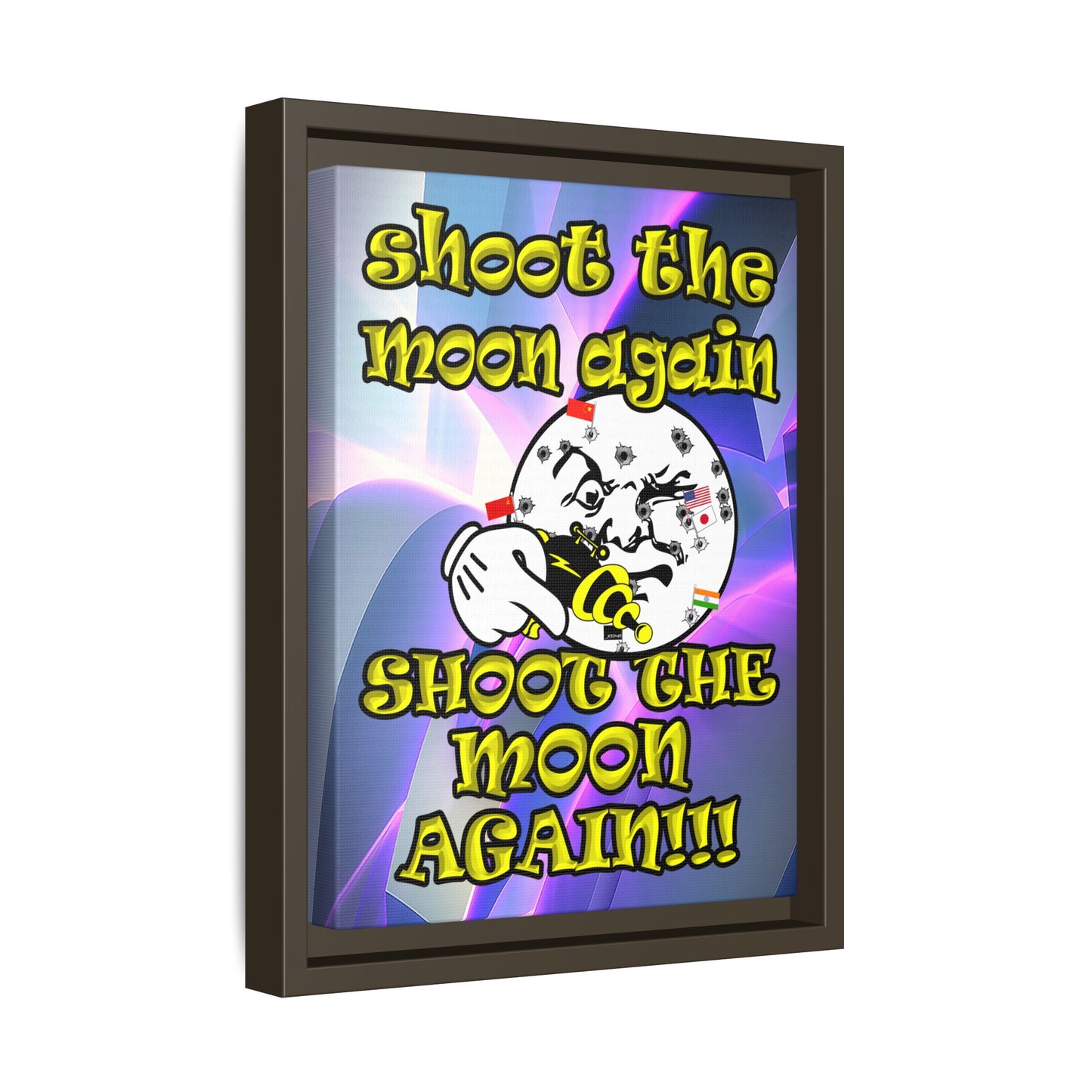 shoot the moon again - framed canvas art (grey-pink wave)