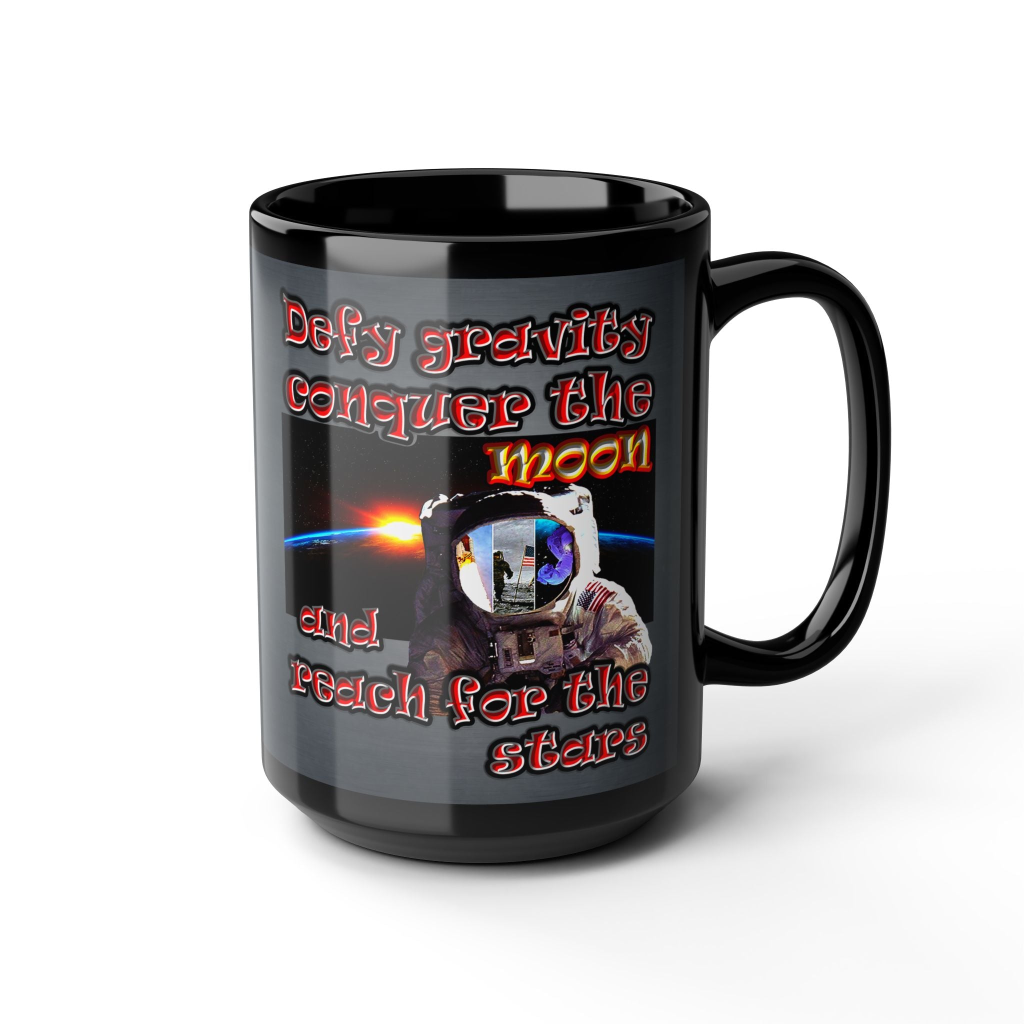 defy conquer reach - Black Mug (grey-light grey)