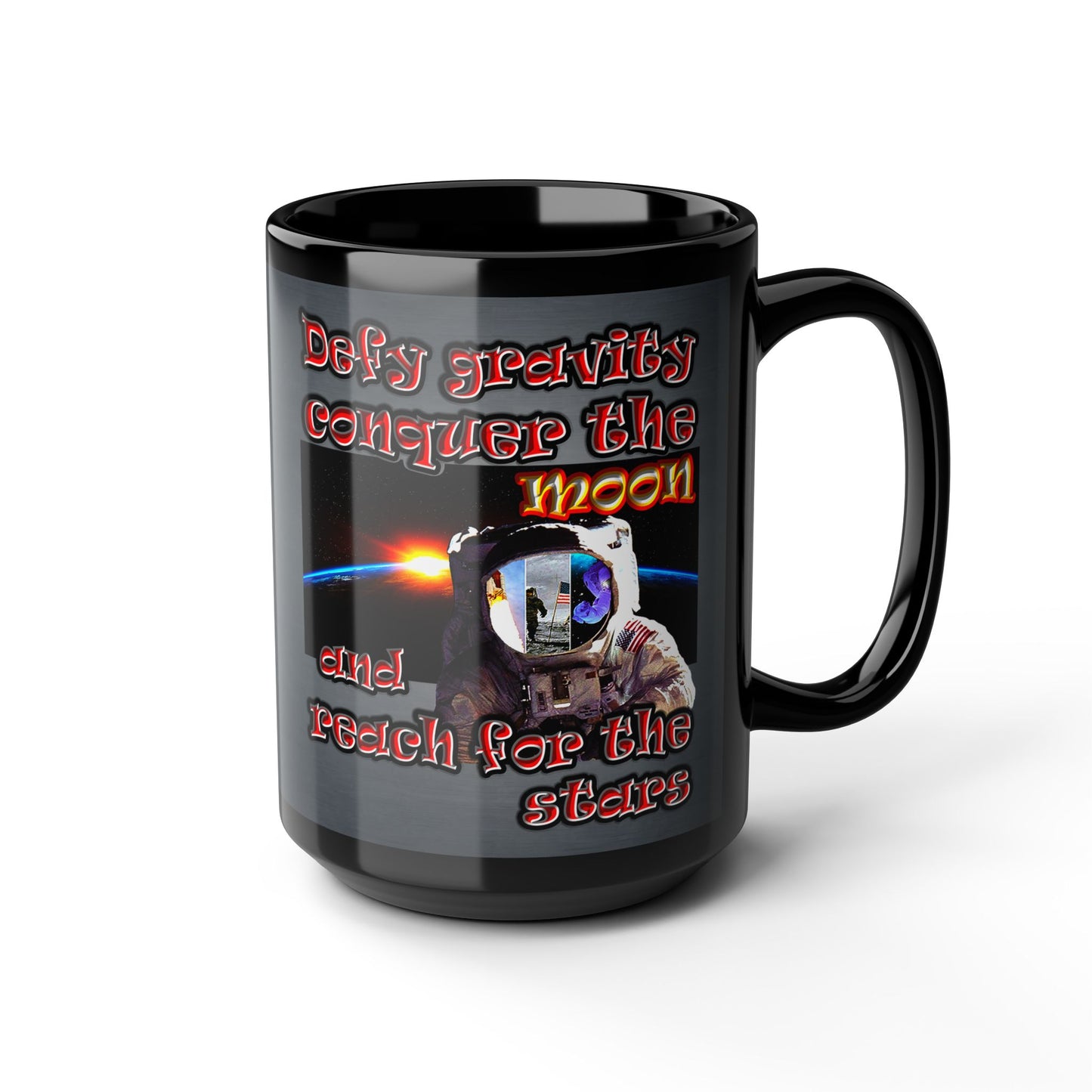 defy conquer reach - Black Mug (grey-light grey)