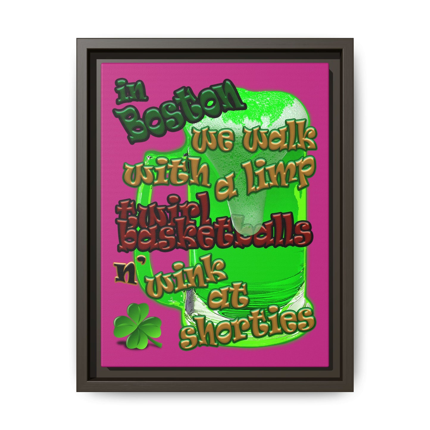 celtics logo - framed canvas art (pink)