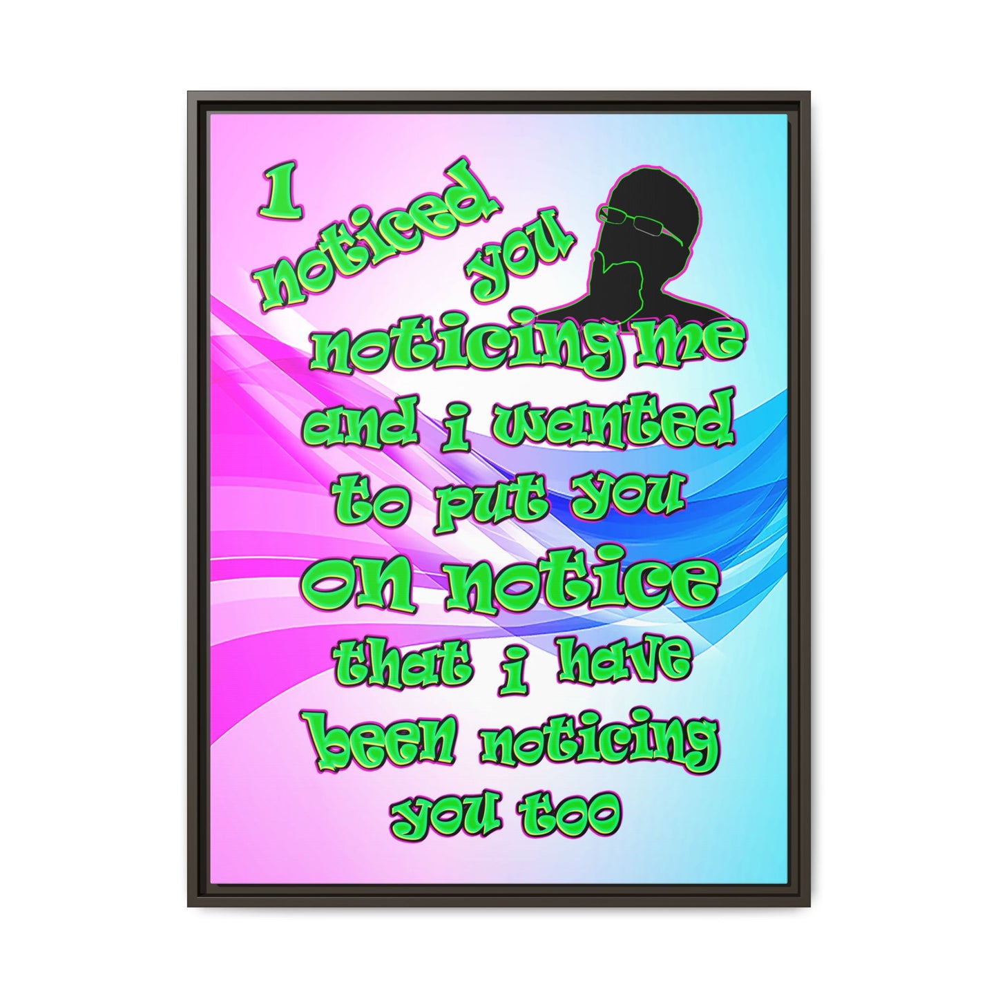 noticed you noticing - framed canvas art (light blue-pink wave)