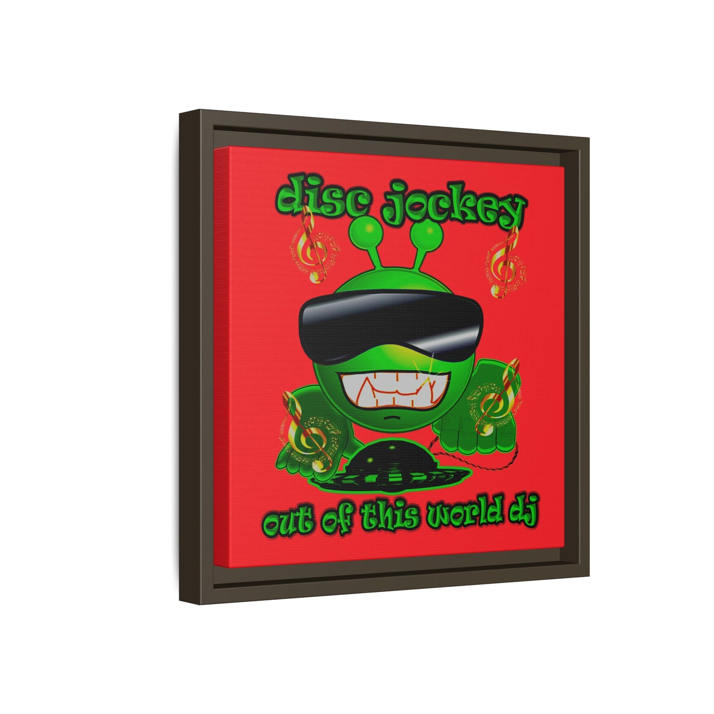 disc jockey - framed canvas art (red)